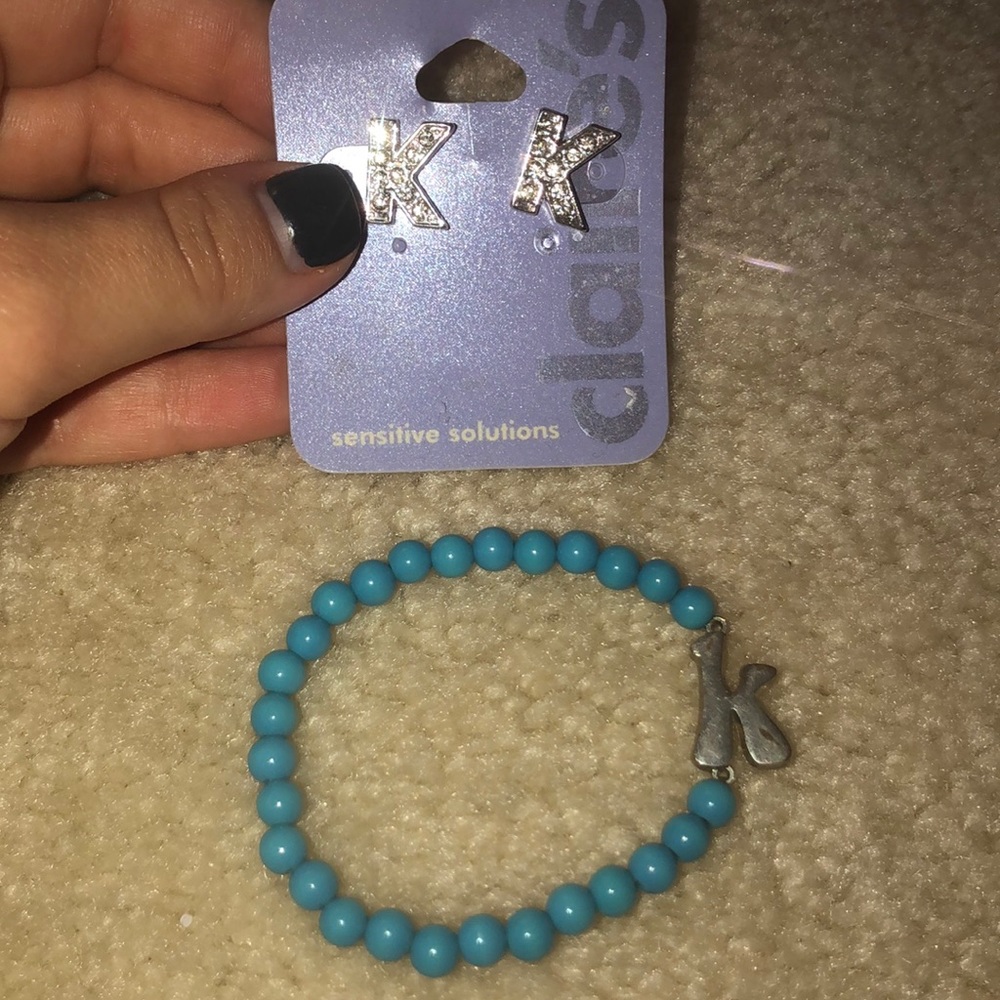 “K” earrings (with thrown in K bracelet)